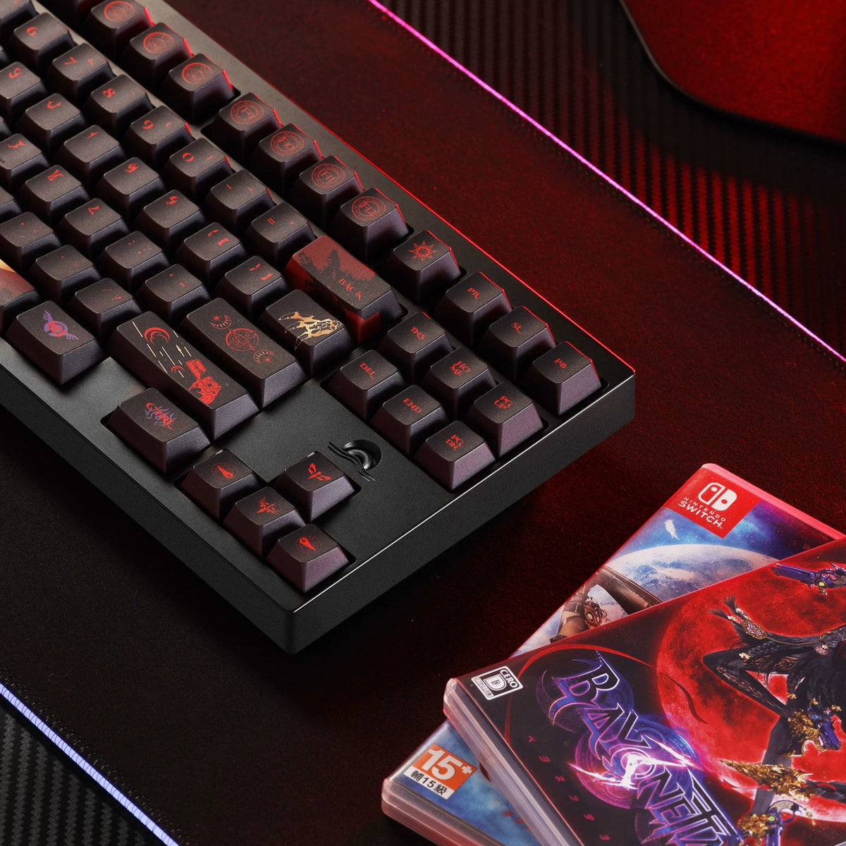 Bayonetta 140-Key Keycap Set, cherry Profile PBT5-Side Dye-Sub Custom Keycaps