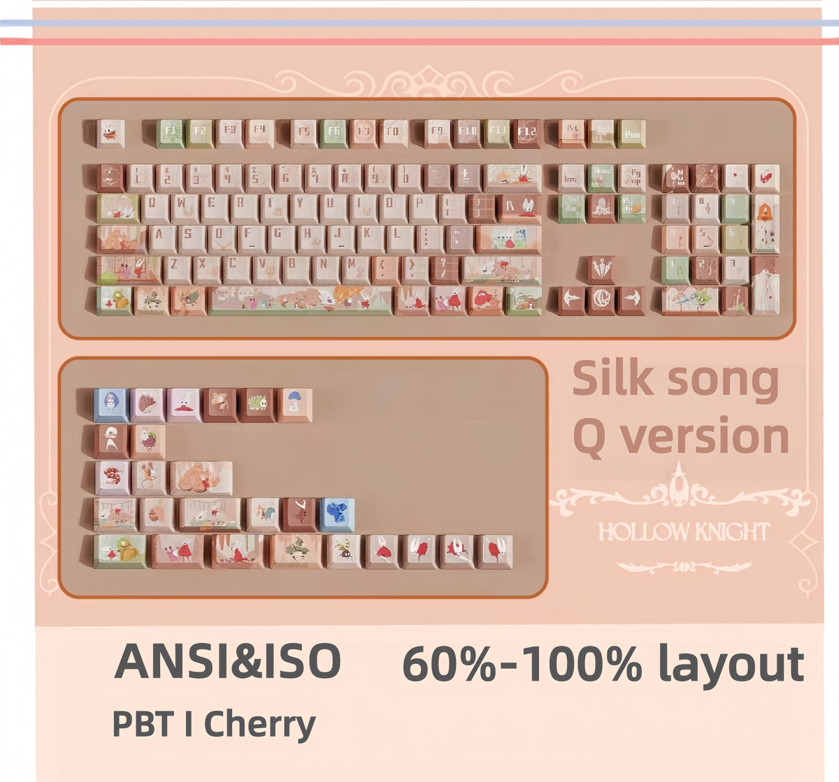 Hollow Knight: Silk song Q version Cherry/SO Profile PBT Custom Keycap Set
