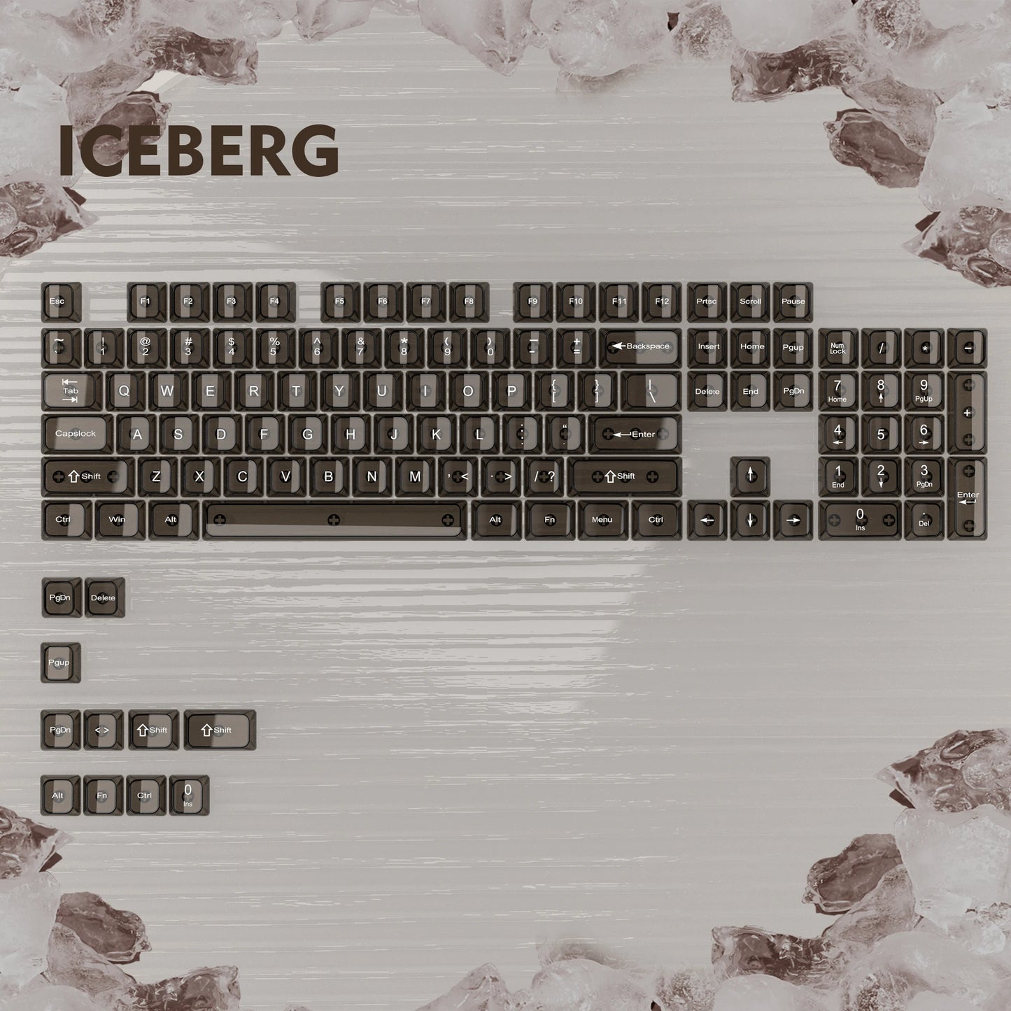 115 Keys Purple Transparent Clear Keycaps Crystal Ceramic PC Keycap RGB Shine Through Key cap MDA Profile for MX Switch Keyboard