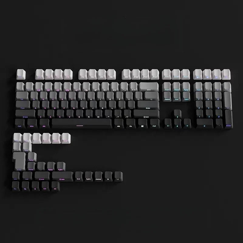New Gradient Gray Double Shot RGB Backlit Keycaps OEM Profile 135 Keys Side Printed PBT Keycaps for Cherry MX Switches Keyboards