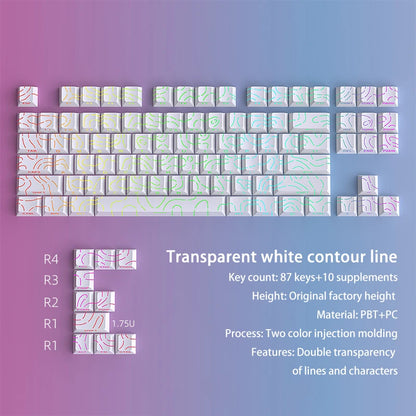 Contour 4.0 Side Engraved Keycap PBT Translucent 97/130 Key Mechanical Keyboard Key Cap White For Magnetic Switch F75 GMK87