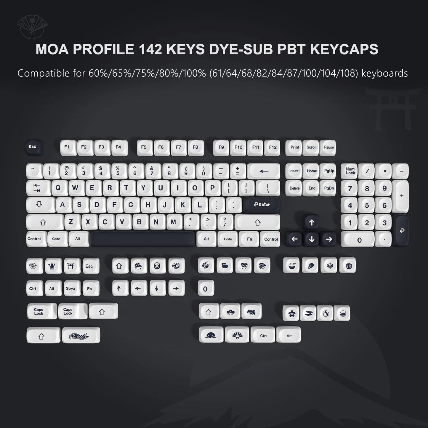134 Keys MOA Profile Walnut wood PBT Keycaps Customs Dye Sub Key caps for 61/87/104 Cherry MX Switch Gaming Mechanical Keyboard