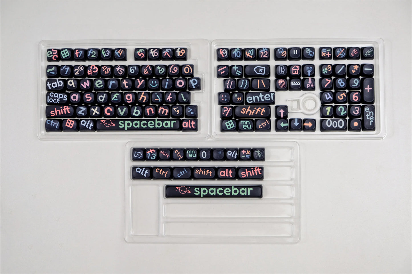 Black irregular letters Keycaps 126 Keys PBT Material MOA Profile DYE-SUB Personalized For CHERRY MX Switch Mechanical Keyboard