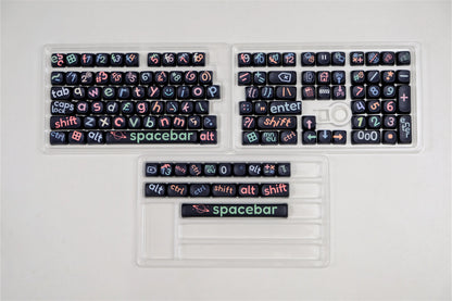Black irregular letters Keycaps 126 Keys PBT Material MOA Profile DYE-SUB Personalized For CHERRY MX Switch Mechanical Keyboard