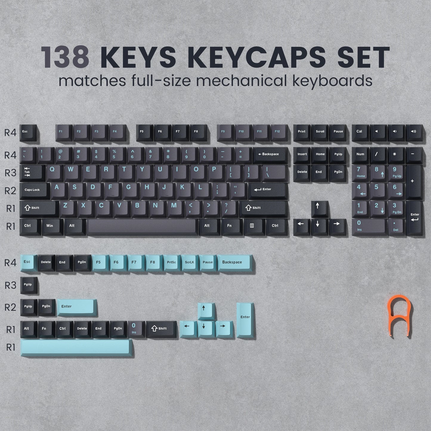 138 Keys Retro Dark Grey Red PBT Keycap Double Shot Cherry Profile Key caps for Cherry MX Switches Mechanical Gamer Keyboard