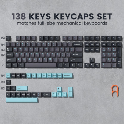 138 Keys Retro Dark Grey Red PBT Keycap Double Shot Cherry Profile Key caps for Cherry MX Switches Mechanical Gamer Keyboard