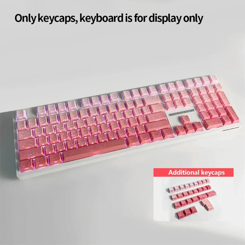 98 Key White Topographic 4.0 PBT Keycaps Double Shot Side Print Shine Through Backlit key caps For MX Gamer Mechanical Keyboard