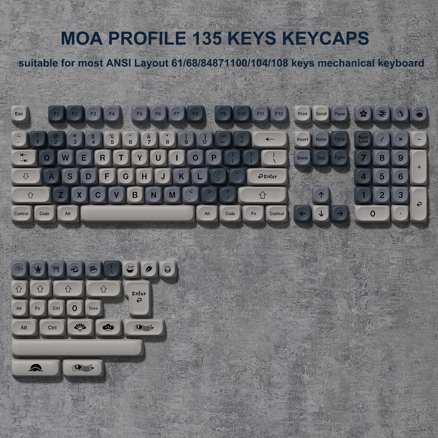 134 Keys MOA Profile Walnut wood PBT Keycaps Customs Dye Sub Key caps for 61/87/104 Cherry MX Switch Gaming Mechanical Keyboard