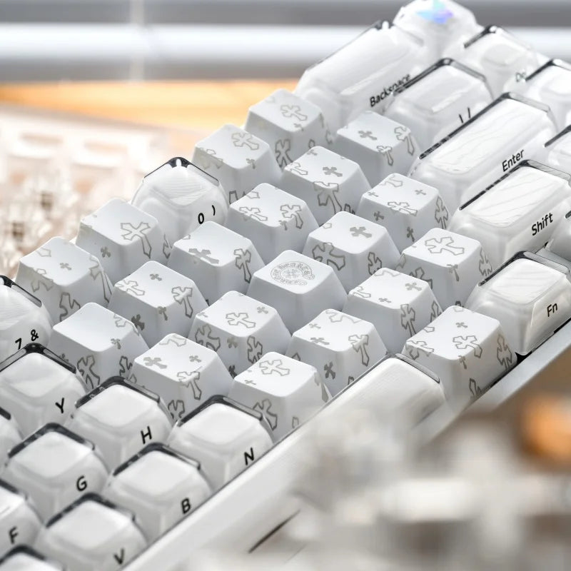 XVX 21 Keys Sliver Butterfly Keycaps IMD-Pattern Shine Through Heart-Shaped Keycaps OEM Profile DIY Decorative Keycapseycap