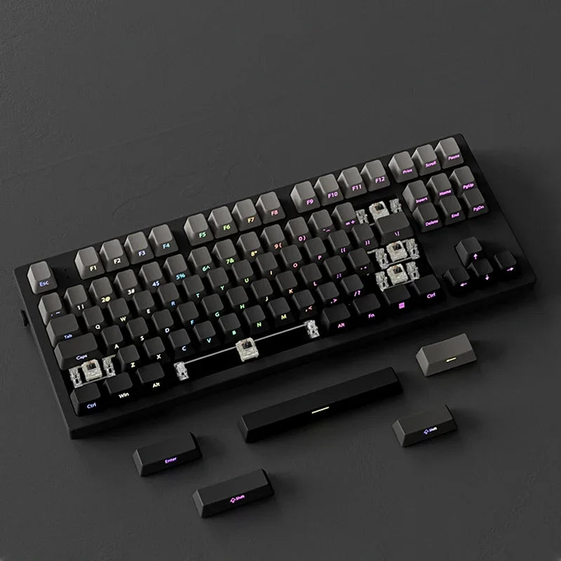New Gradient Gray Double Shot RGB Backlit Keycaps OEM Profile 135 Keys Side Printed PBT Keycaps for Cherry MX Switches Keyboards