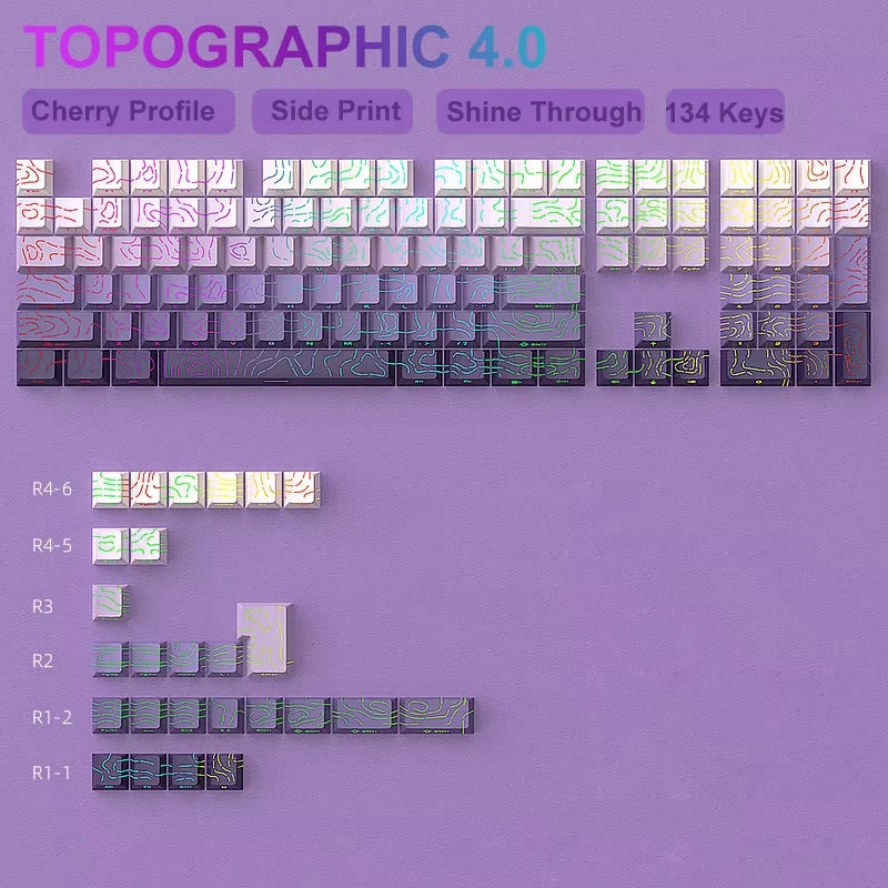 132 Key Custom Lavender Purple Double Shot Keycaps Shine Through PBT Keycaps for Cherry Gateron MX Switches Mechanical Keyboards