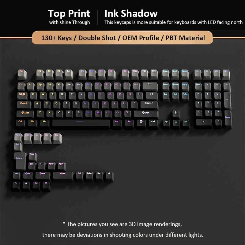 132+ Keys Gradient Green PBT Double Shot Top Print Shine Through Backlit keycaps For Gateron Cherry MX Gamer Mechanical Keyboard