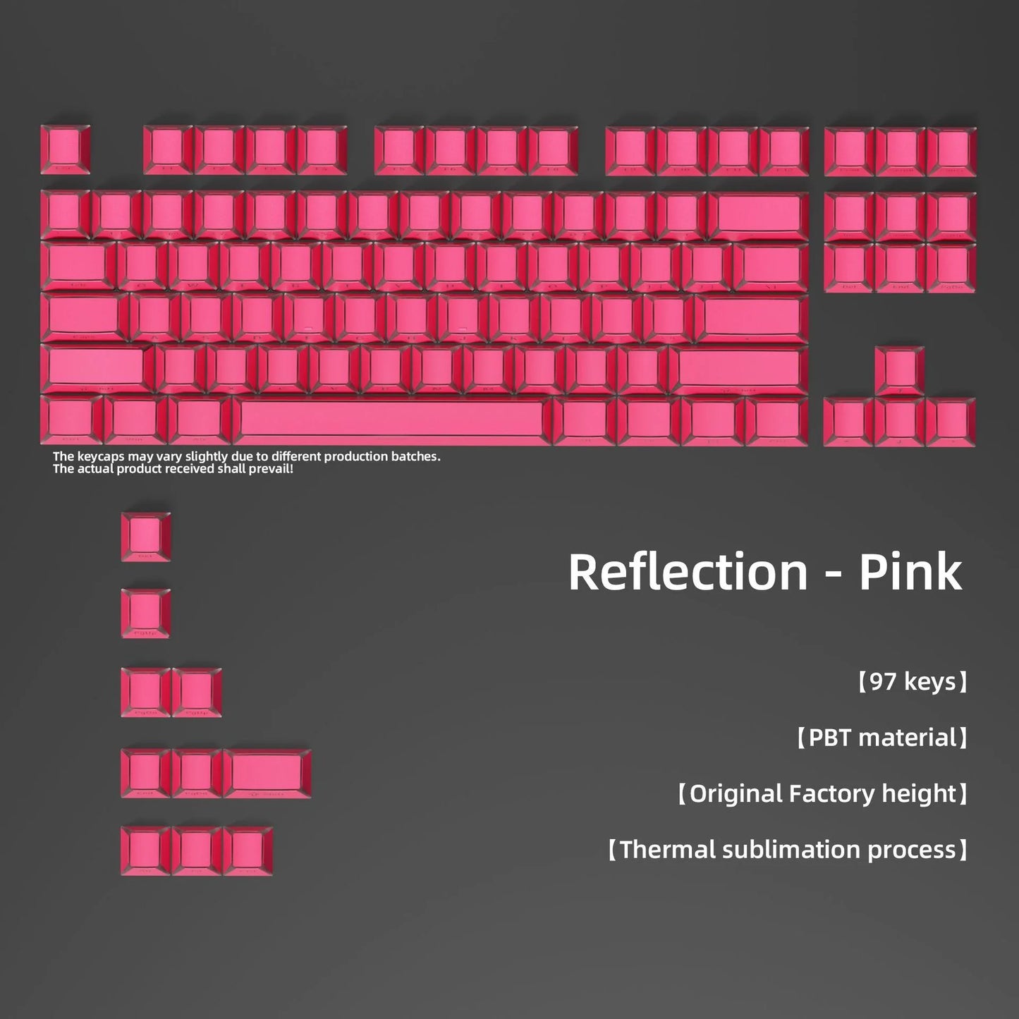 97-122 Keys Shadow Fold Dye Sub PBT Keycap Cherry Profile Side Printed Shine Through Keycaps for MX Switches Gaming Keyboard
