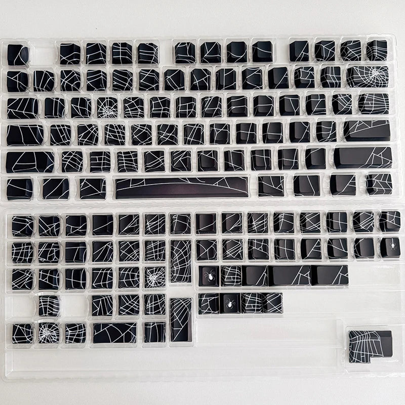 129Key Cool Spider Web Key Cap Side Engraved Light Cherry Profile PBT Sublimated Personalized MX Switch Game Mechanical Keyboard