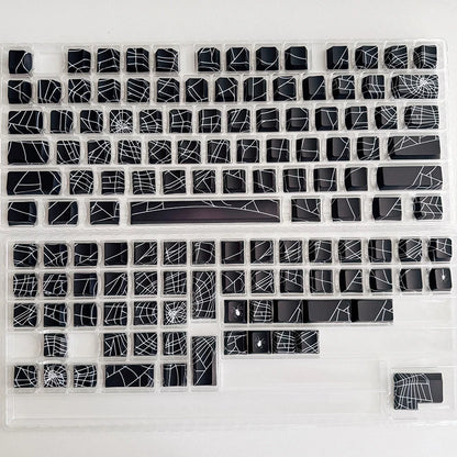 129Key Cool Spider Web Key Cap Side Engraved Light Cherry Profile PBT Sublimated Personalized MX Switch Game Mechanical Keyboard
