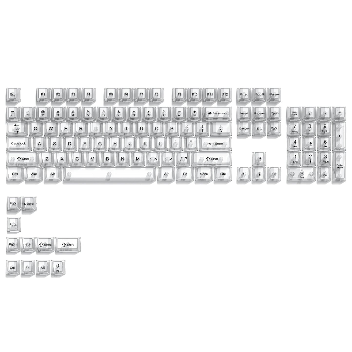 115 Keys Purple Transparent Clear Keycaps Crystal Ceramic PC Keycap RGB Shine Through Key cap MDA Profile for MX Switch Keyboard