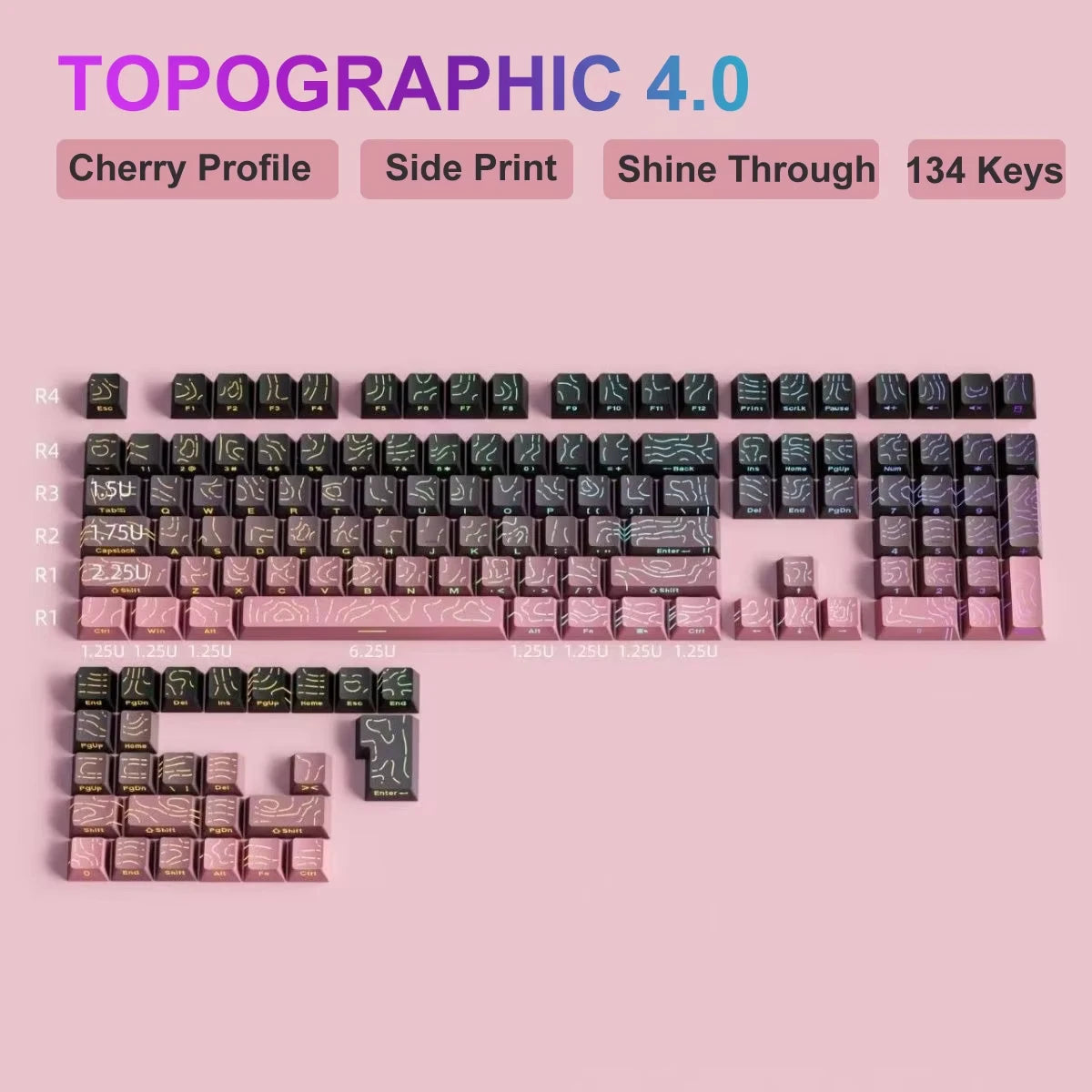 132 Key Custom Lavender Purple Double Shot Keycaps Shine Through PBT Keycaps for Cherry Gateron MX Switches Mechanical Keyboards