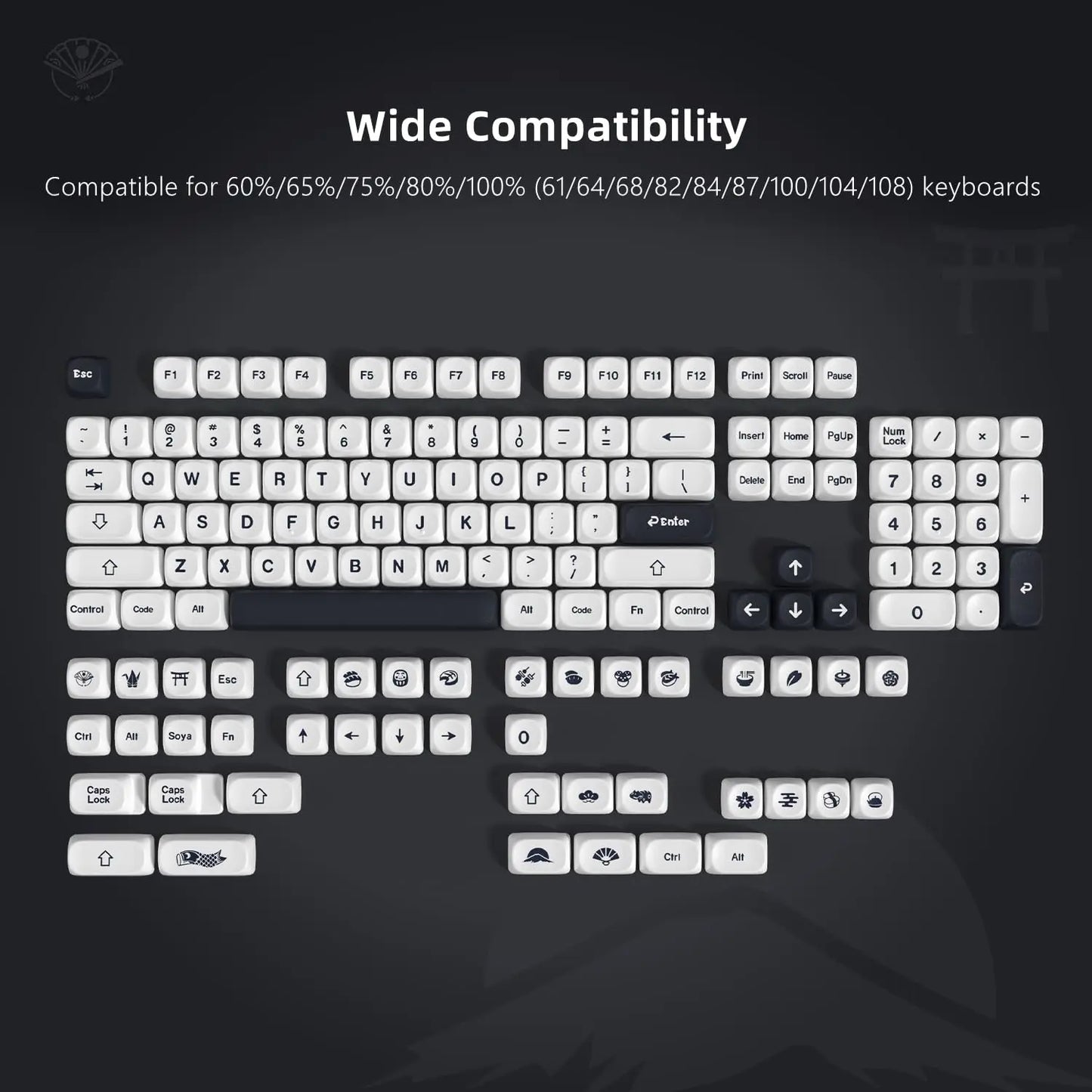 142 Keys White PBT Keycaps MOA Profile PBT Dye Sublimation DIY Key cap for 61/87/104 Cherry MX Switch Gaming Mechanical Keyboard