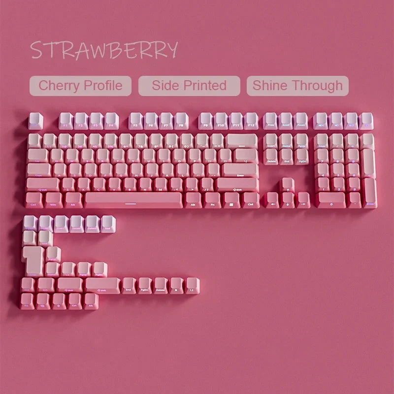New Gradient Gray Double Shot RGB Backlit Keycaps OEM Profile 135 Keys Side Printed PBT Keycaps for Cherry MX Switches Keyboards