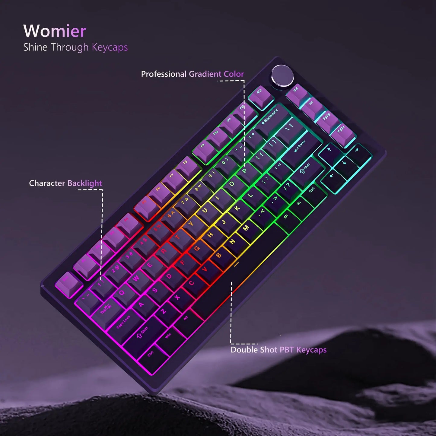 132 Key Custom Lavender Purple Double Shot Keycaps Shine Through PBT Keycaps for Cherry Gateron MX Switches Mechanical Keyboards