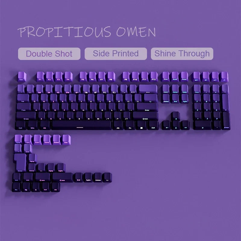 New Gradient Gray Double Shot RGB Backlit Keycaps OEM Profile 135 Keys Side Printed PBT Keycaps for Cherry MX Switches Keyboards