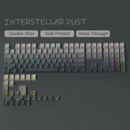 New Gradient Gray Double Shot RGB Backlit Keycaps OEM Profile 135 Keys Side Printed PBT Keycaps for Cherry MX Switches Keyboards