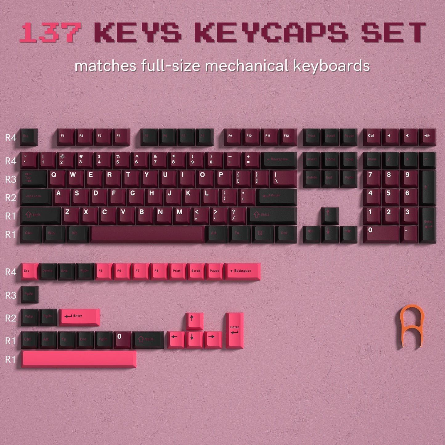 138 Keys Retro Dark Grey Red PBT Keycap Double Shot Cherry Profile Key caps for Cherry MX Switches Mechanical Gamer Keyboard