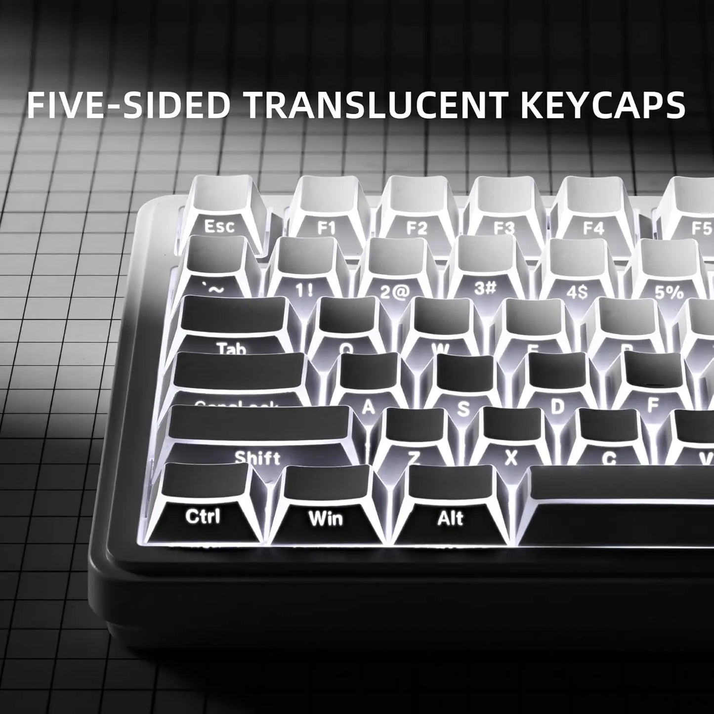97-122 Keys Shadow Fold Dye Sub PBT Keycap Cherry Profile Side Printed Shine Through Keycaps for MX Switches Gaming Keyboard