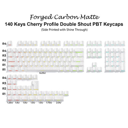 135 Keys Gradient Green Shine Through Keycaps Side Printed PBT Double Shot Keycaps OEM Profile for MX Switches Gaming Keyboards
