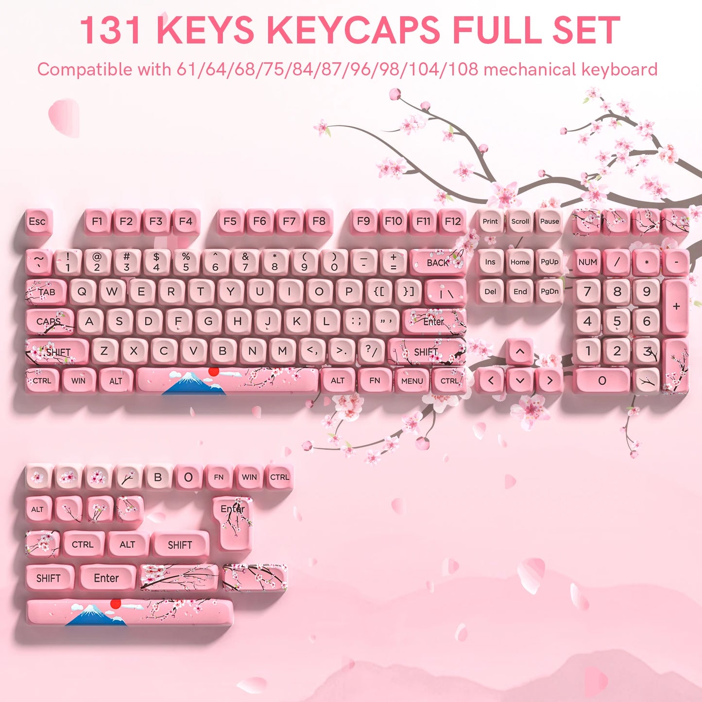 142 Keys White PBT Keycaps MOA Profile PBT Dye Sublimation DIY Key cap for 61/87/104 Cherry MX Switch Gaming Mechanical Keyboard