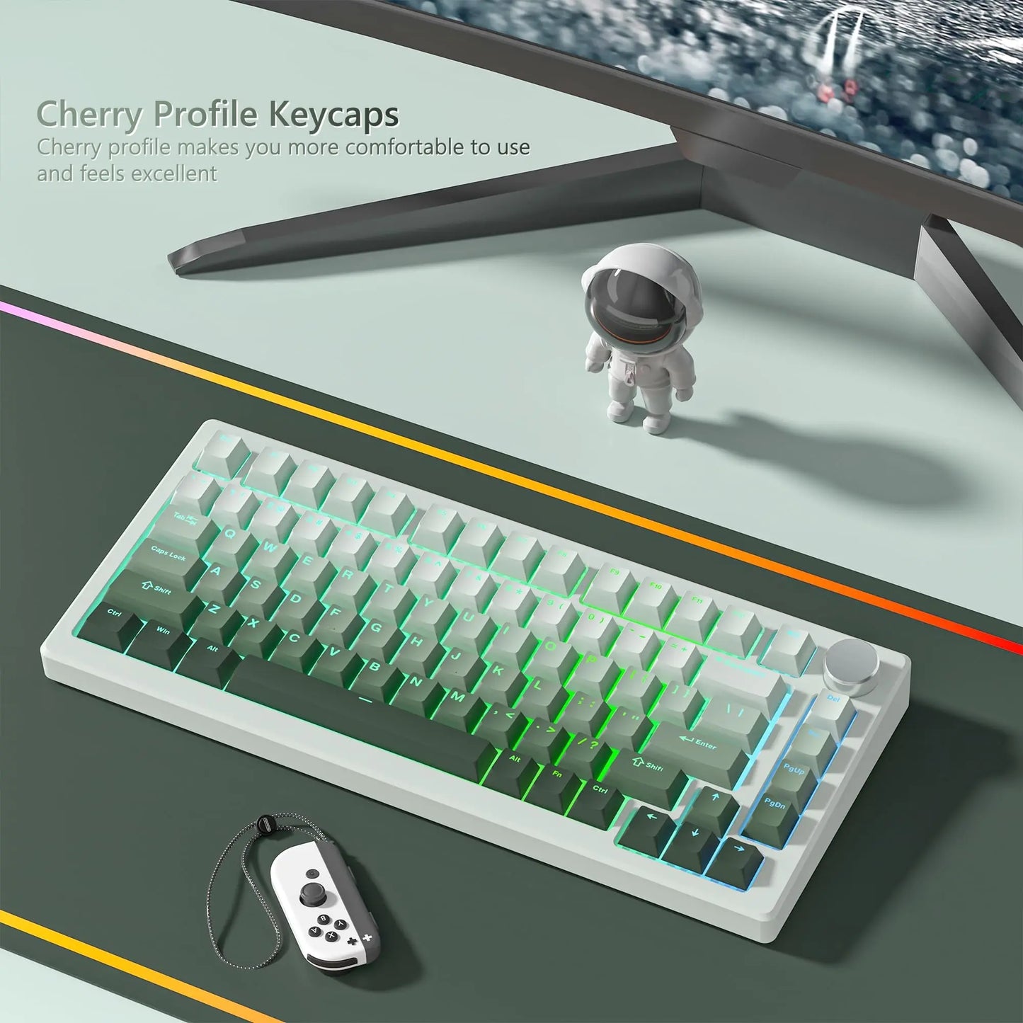 132+ Keys Gradient Green PBT Double Shot Top Print Shine Through Backlit keycaps For Gateron Cherry MX Gamer Mechanical Keyboard