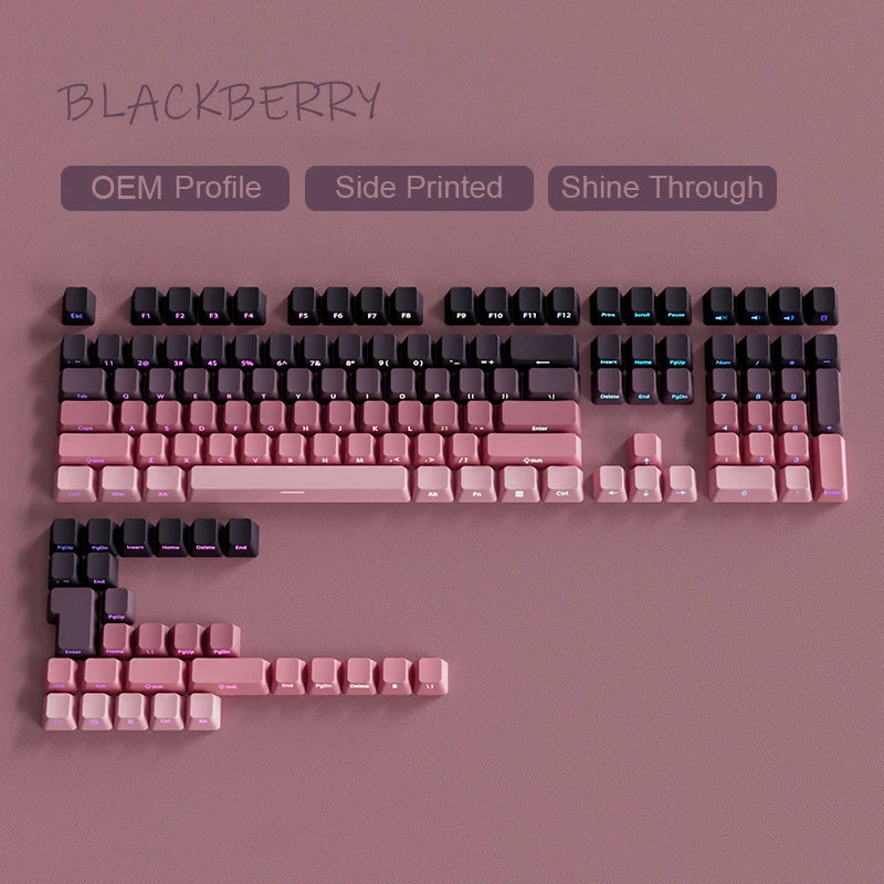 New Gradient Gray Double Shot RGB Backlit Keycaps OEM Profile 135 Keys Side Printed PBT Keycaps for Cherry MX Switches Keyboards