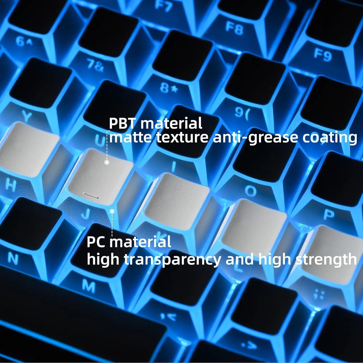 97-122 Keys Shadow Fold Dye Sub PBT Keycap Cherry Profile Side Printed Shine Through Keycaps for MX Switches Gaming Keyboard