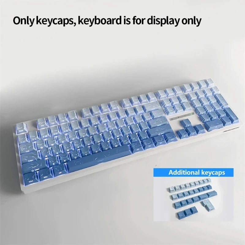 98 Key White Topographic 4.0 PBT Keycaps Double Shot Side Print Shine Through Backlit key caps For MX Gamer Mechanical Keyboard