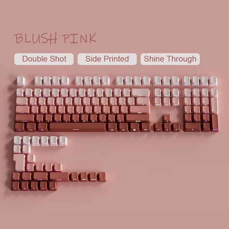 135 Keys Gradient Green Shine Through Keycaps Side Printed PBT Double Shot Keycaps OEM Profile for MX Switches Gaming Keyboards