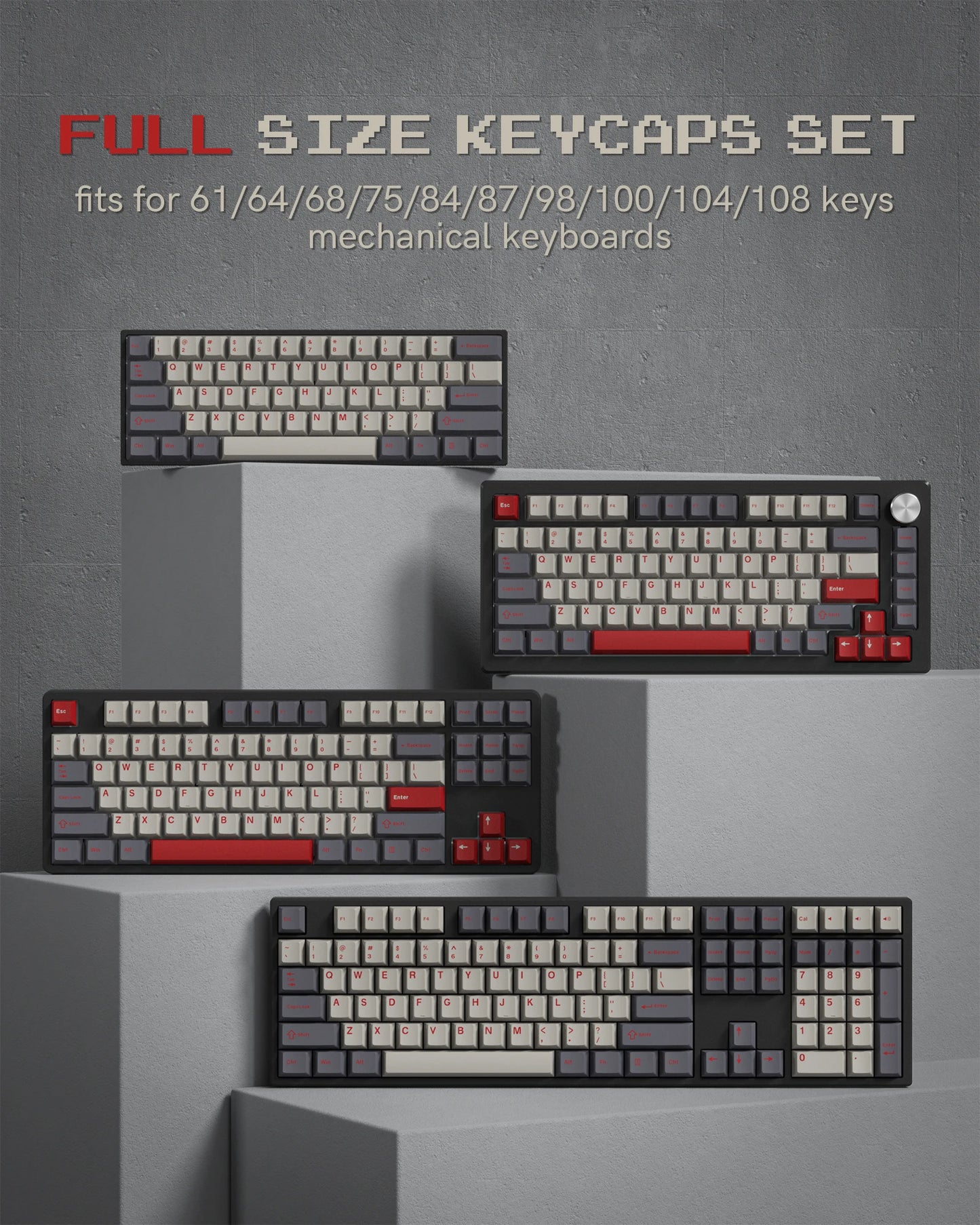 138 Keys Retro Dark Grey Red PBT Keycap Double Shot Cherry Profile Key caps for Cherry MX Switches Mechanical Gamer Keyboard