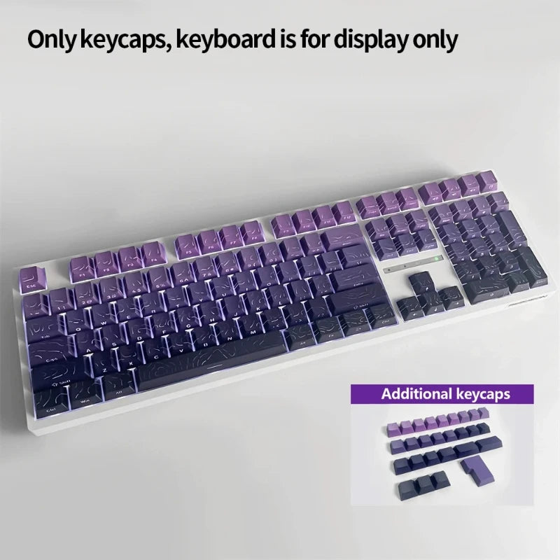 98 Key White Topographic 4.0 PBT Keycaps Double Shot Side Print Shine Through Backlit key caps For MX Gamer Mechanical Keyboard
