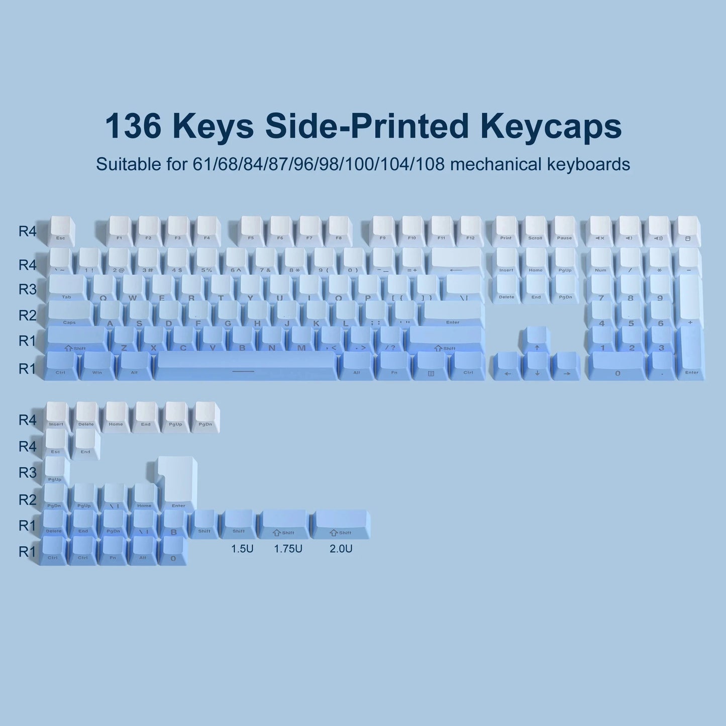 132 Key Custom Lavender Purple Double Shot Keycaps Shine Through PBT Keycaps for Cherry Gateron MX Switches Mechanical Keyboards