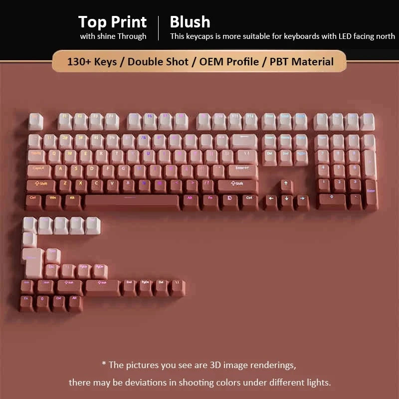 132+ Keys Gradient Green PBT Double Shot Top Print Shine Through Backlit keycaps For Gateron Cherry MX Gamer Mechanical Keyboard