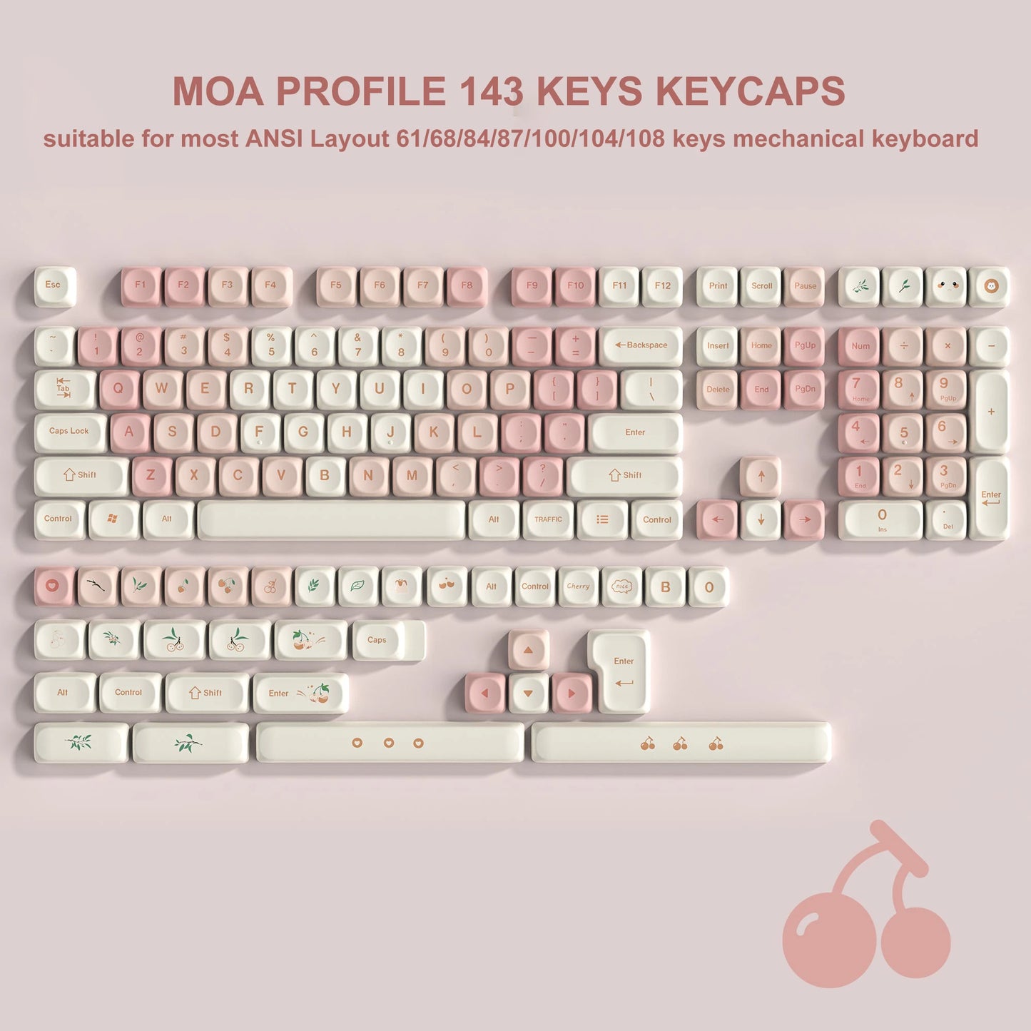 134 Keys MOA Profile Walnut wood PBT Keycaps Customs Dye Sub Key caps for 61/87/104 Cherry MX Switch Gaming Mechanical Keyboard