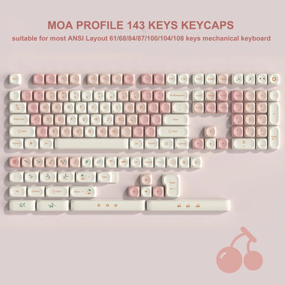 142 Keys White PBT Keycaps MOA Profile PBT Dye Sublimation DIY Key cap for 61/87/104 Cherry MX Switch Gaming Mechanical Keyboard