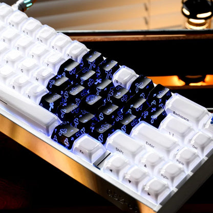XVX 21 Keys Sliver Butterfly Keycaps IMD-Pattern Shine Through Heart-Shaped Keycaps OEM Profile DIY Decorative Keycapseycap