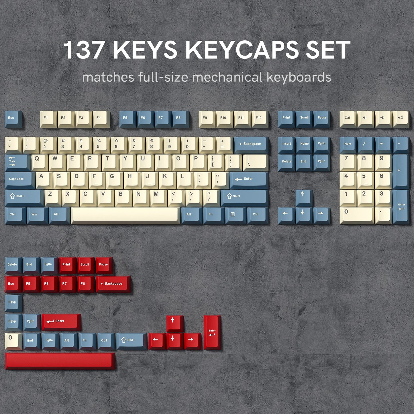 138 Keys Retro Dark Grey Red PBT Keycap Double Shot Cherry Profile Key caps for Cherry MX Switches Mechanical Gamer Keyboard