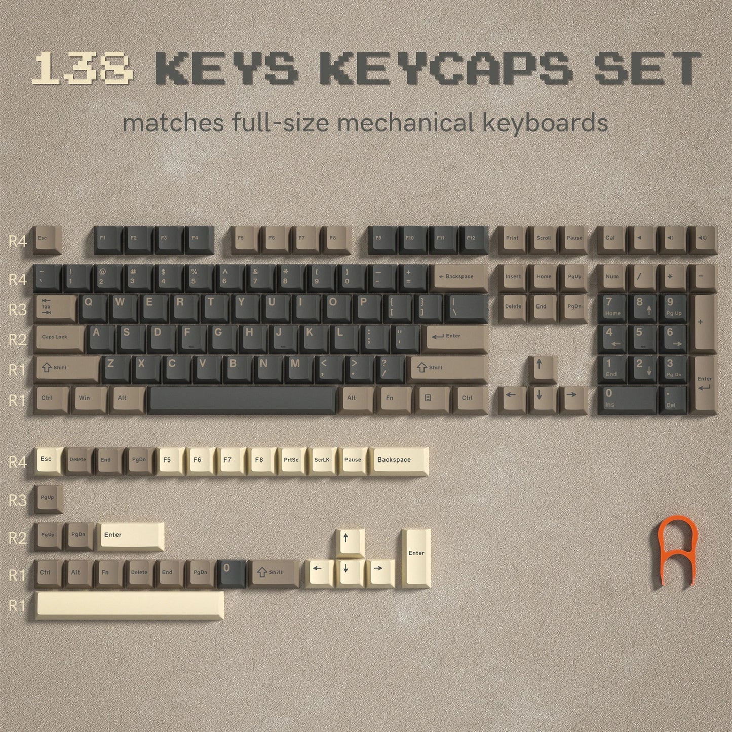 138 Keys Retro Dark Grey Red PBT Keycap Double Shot Cherry Profile Key caps for Cherry MX Switches Mechanical Gamer Keyboard