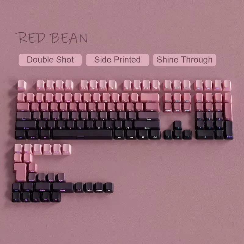 135 Keys Gradient Green Shine Through Keycaps Side Printed PBT Double Shot Keycaps OEM Profile for MX Switches Gaming Keyboards