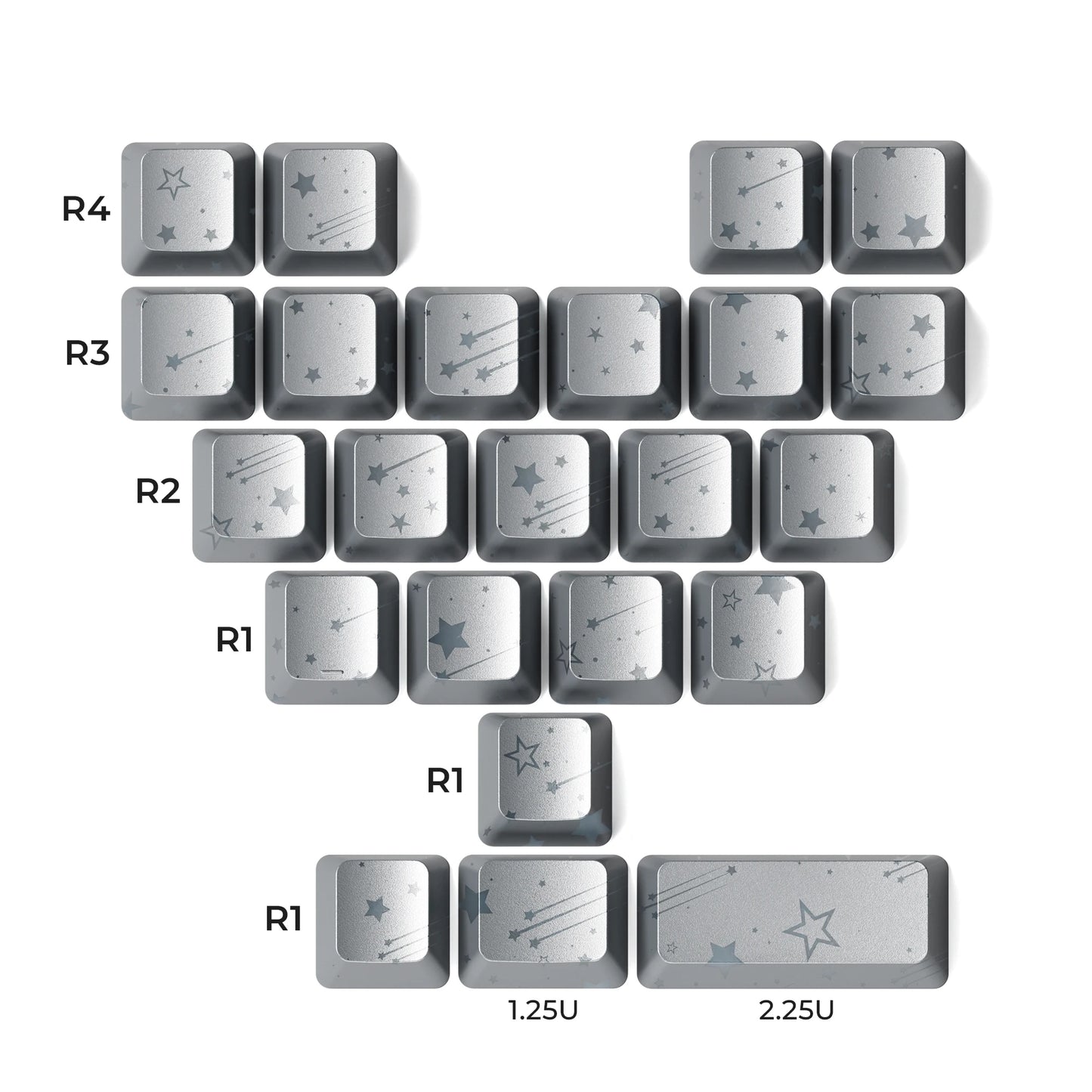 XVX 21 Keys Sliver Butterfly Keycaps IMD-Pattern Shine Through Heart-Shaped Keycaps OEM Profile DIY Decorative Keycapseycap
