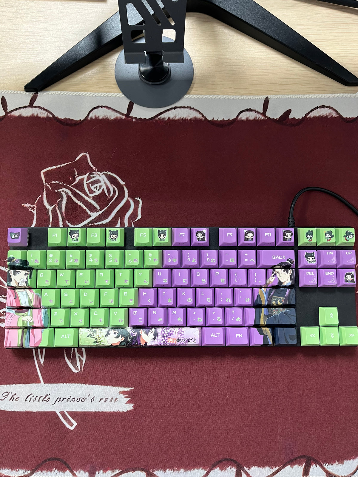 NEW!!!The Apothecary Diaries Maomao&Jinshi anime PBT keycaps set with side backlit,122keys top printed for MX-cross stems Keyboard