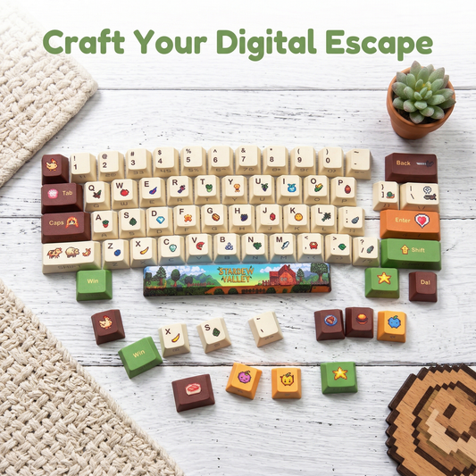 74/129keys Stardew Valley Themed Artisan Keycap PBT-Cherry Keycap Set (keycaps only, not include keyboard）