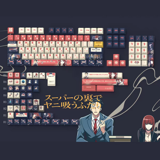 152-key Smoking behind the Supermarket with you 152-key Cherry Profile anime PBT Keycaps for full ANSI&ISO keyboard