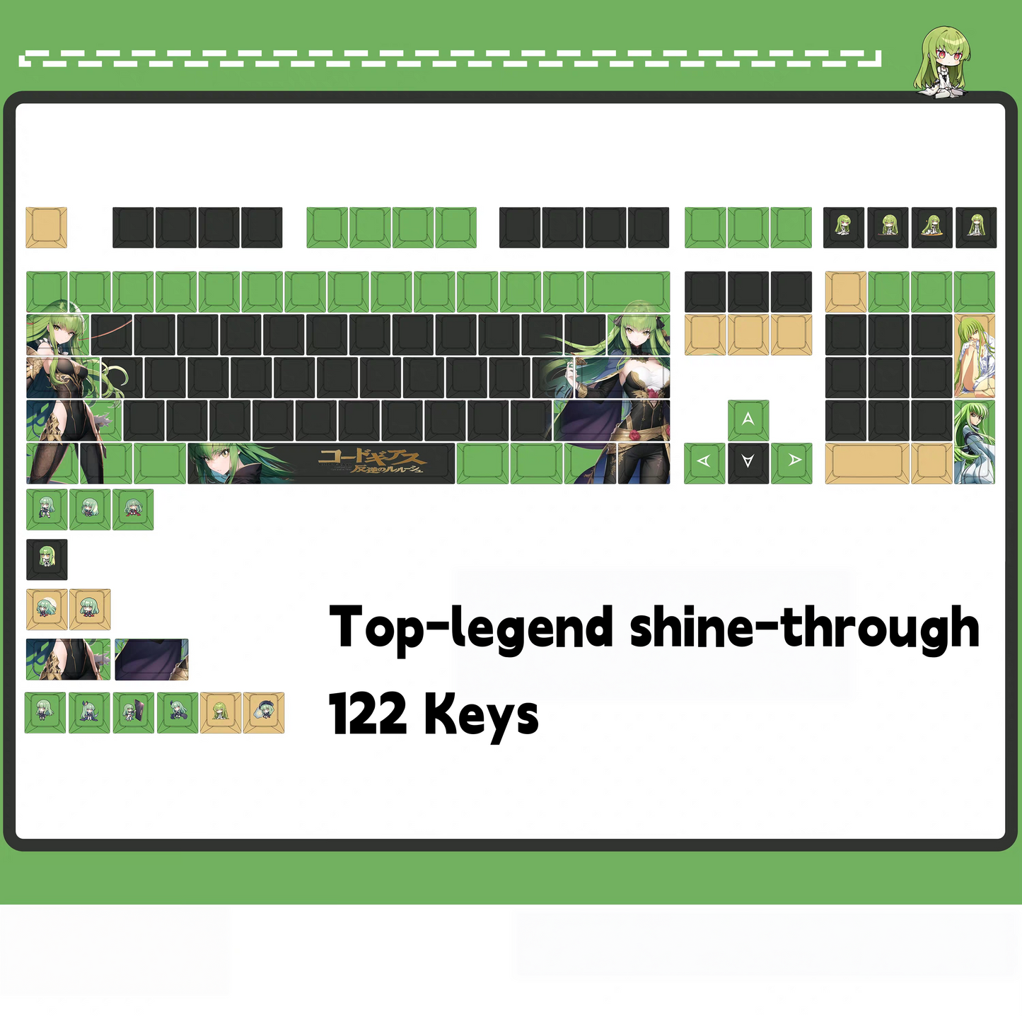 Code Geass: Lelouch of the Rebellion C.C keycaps set PBT Cherry with shine-through legends